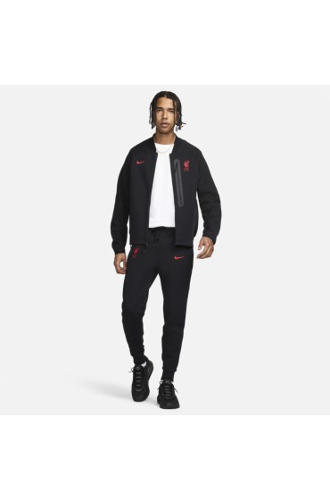 شلوار ورزشی مدل لیورپول FC Tech Fleece رنگ مشکی/مشکی/قرمز ورزشی مردانه نایک