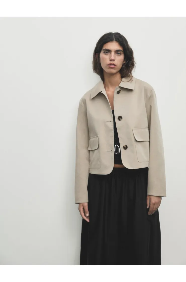 Cotton blend short jacket, Massimo Dutti Women