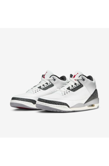 کتونی جردن مدل Air Jordan 3 Retro 'Cement Grey' رنگ Summit سفید / خاکستری سیمانی / مشکی / قرمز آتشین مردانه نایک