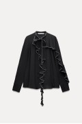 CONTRAST RUFFLE SHIRT زنانه مشکی زارا