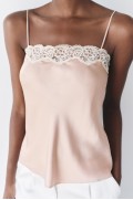 ZW COLLECTION LACE CAMISOLE TOP زنانه بژ صورتی زارا