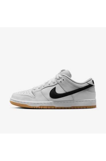 کتونی اسکیت برد مدل Nike SB Dunk Low Pro رنگ سفید / سفید / صمغ قهوه ای روشن / مشکی مردانه نایک