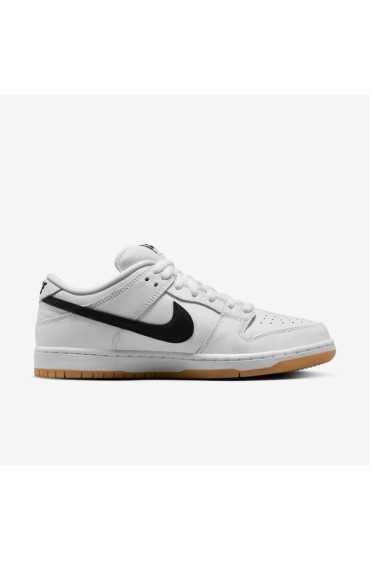 کتونی اسکیت برد مدل Nike SB Dunk Low Pro رنگ سفید / سفید / صمغ قهوه ای روشن / مشکی مردانه نایک