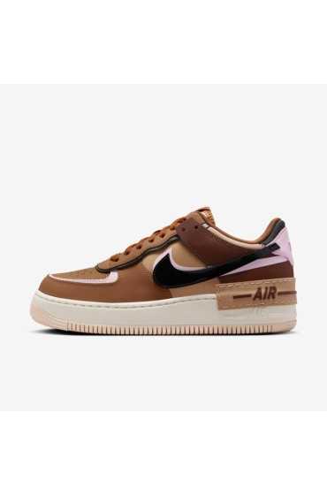 کتونی ورزشی مدل Nike Air Force 1 Shadow رنگ برنزه بریتانیایی روشن/فوم صورتی/کنفی/مشکی زنانه نایک