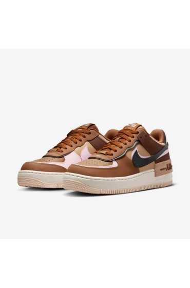 کتونی ورزشی مدل Nike Air Force 1 Shadow رنگ برنزه بریتانیایی روشن/فوم صورتی/کنفی/مشکی زنانه نایک