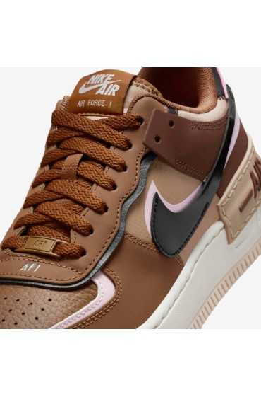 کتونی ورزشی مدل Nike Air Force 1 Shadow رنگ برنزه بریتانیایی روشن/فوم صورتی/کنفی/مشکی زنانه نایک