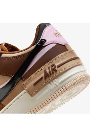 کتونی ورزشی مدل Nike Air Force 1 Shadow رنگ برنزه بریتانیایی روشن/فوم صورتی/کنفی/مشکی زنانه نایک