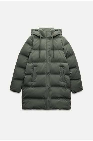 ضد باد ANORAK PUFFER کلاهدار زنانه خاکی زارا