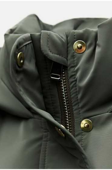 ضد باد ANORAK PUFFER کلاهدار زنانه خاکی زارا