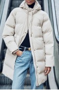 ضد باد ANORAK PUFFER کلاهدار زنانه سفید اکرو زارا