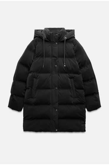 ضد باد ANORAK PUFFER کلاهدار زنانه مشکی زارا