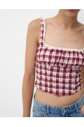 ناحیه فوقانی چهارخانه Gingham زنانه گارنت برشکا