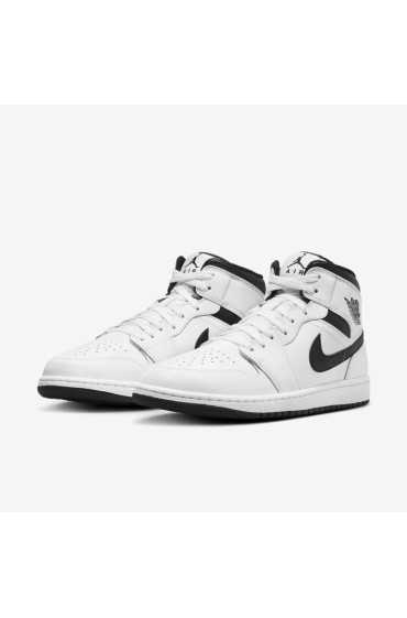 کتونی بسکتبال مدل Air Jordan 1 Mid رنگ سفید/سفید/سیاه/سیاه مردانه نایک