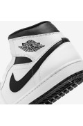 کتونی بسکتبال مدل Air Jordan 1 Mid رنگ سفید/سفید/سیاه/سیاه مردانه نایک