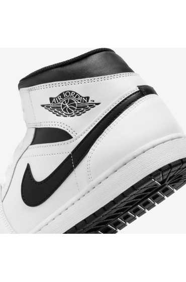 کتونی بسکتبال مدل Air Jordan 1 Mid رنگ سفید/سفید/سیاه/سیاه مردانه نایک