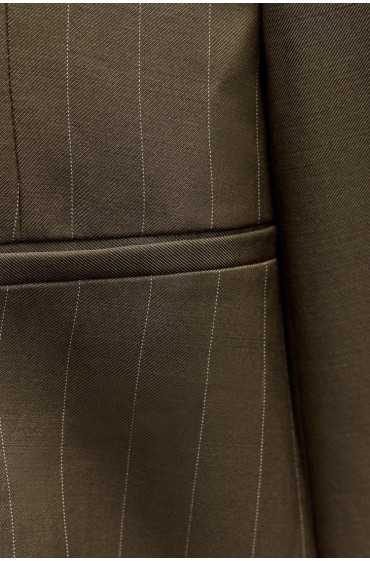 کت تک پشمی PINSTRIPE COLLECTION ZW زنانه خاکی زارا