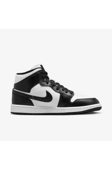 کتونی ورزشی مدل Air Jordan 1 Mid رنگ سفید/سفید/سیاه زنانه نایک