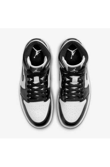 کتونی ورزشی مدل Air Jordan 1 Mid رنگ سفید/سفید/سیاه زنانه نایک