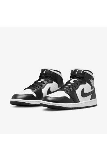 کتونی ورزشی مدل Air Jordan 1 Mid رنگ سفید/سفید/سیاه زنانه نایک