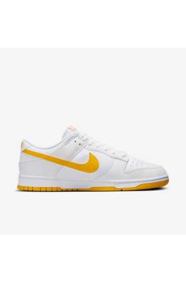 کتونی دانک مدل Nike Dunk Low Retro رنگ سفید/سفید قله/طلای دانشگاه مردانه نایک