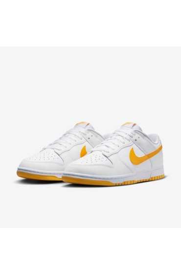 کتونی دانک مدل Nike Dunk Low Retro رنگ سفید/سفید قله/طلای دانشگاه مردانه نایک