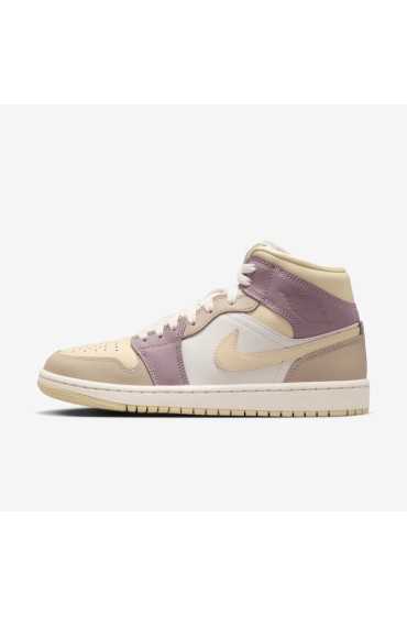 کتونی ایر جردن 1 مدل Air Jordan 1 Mid قهوه ای ای اوروود روشن/خاکی/خاکستری مایل به زرد/تیم طلایی مردانه نایک