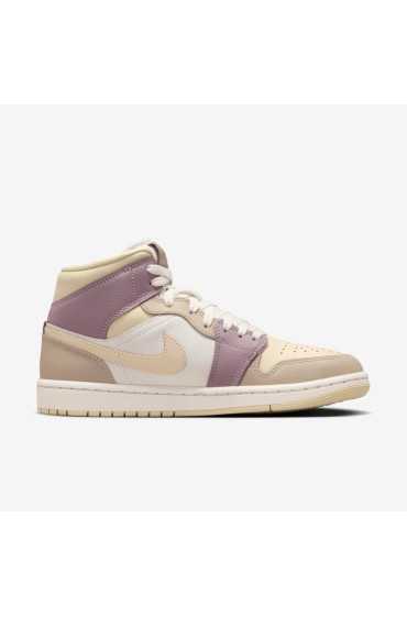 کتونی ایر جردن 1 مدل Air Jordan 1 Mid قهوه ای ای اوروود روشن/خاکی/خاکستری مایل به زرد/تیم طلایی مردانه نایک