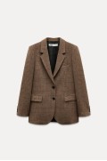 پک ZW blazer پشمی چهارخانه زنانه قهوه ای زارا