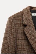 پک ZW blazer پشمی چهارخانه زنانه قهوه ای زارا