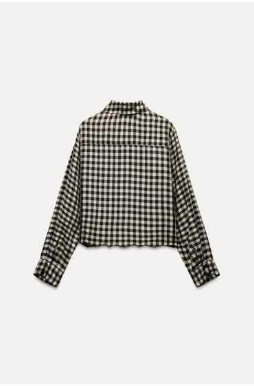 پیراهن GINGHAM گلدوزی شده زنانه اکرو / مشکی زارا