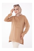  سویشرت کرم تیره زنانه Plain Crew Neck - 26201 زنانه کرم تیره ال سی وایکیکی 