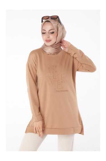  سویشرت کرم تیره زنانه Plain Crew Neck - 26201 زنانه کرم تیره ال سی وایکیکی 