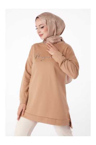  سویشرت کرم تیره زنانه Plain Crew Neck - 26199 زنانه کرم تیره ال سی وایکیکی 