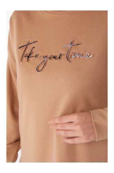  سویشرت کرم تیره زنانه Plain Crew Neck - 26199 زنانه کرم تیره ال سی وایکیکی 