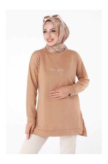  سویشرت کرم تیره زنانه Plain Crew Neck - 26200 زنانه کرم تیره ال سی وایکیکی 