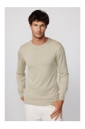 پلیور مردانه Slim Fit Crew Neck Stone مردانه استخوانی ال سی وایکیکی