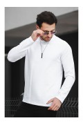  سویشرت آستین بلند مردانه مدل وافل Ft 110 Slim Fit سفید ال سی وایکیکی 