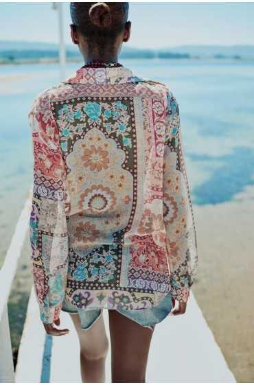 پیراهن PATCHWORK PRINT زنانه چند رنگ زارا