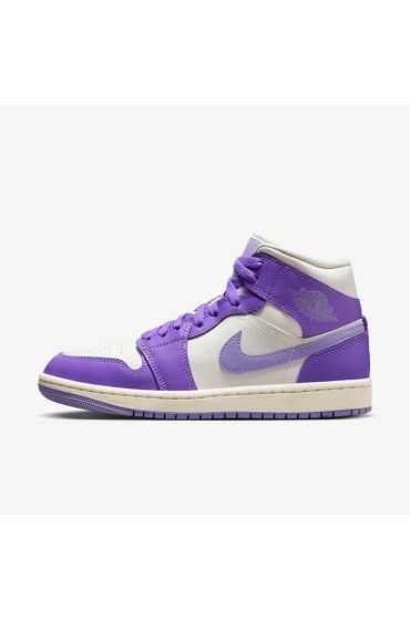 کتونی ورزشی مدل Air Jordan 1 Mid رنگ اکشن گریپ/بادبان/آسمان جی بنفش روشن زنانه نایک