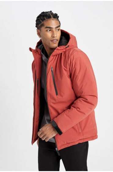 DeFactoFit Thermometer Outdoor کت تک ضد آب باد و ضد آب Slim Fit Slim Fit Hooded Hooded مردانه نارنجی تیره دیفکتو