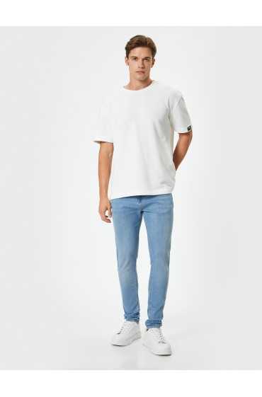 شلوار جین کمری استاندارد Skinny Fit - Michael Jean مردانه نیلی روشن کوتون