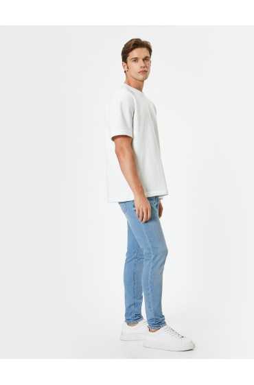 شلوار جین کمری استاندارد Skinny Fit - Michael Jean مردانه نیلی روشن کوتون