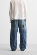 استودیو JEANS X ALL CAPS PRINTED BAGGY FIT مردانه آبی زارا