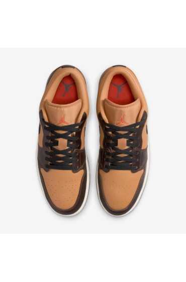 کتونی ایر جردن 1 مدل Air Jordan 1 Low 'Flax/Barok Brown' رنگ کتان / قهوه ای ای باروک / مرجانی قدیمی / مشکی مردانه نایک