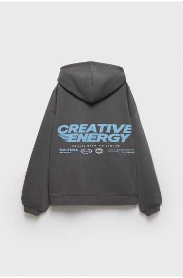 HOODIE TEXT Z3D OVERSIZE زنانه خاکستری خاکستری زارا