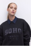 سویشرت با جزئیات موتیف زنانه خاکستری تیره/SOHO اچ اند ام