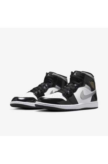 کتونی ایر جردن 1 مدل Air Jordan 1 Mid 'Black Patent' رنگ مشکی/سفید/طلای متالیک/نقره ای متالیک مردانه نایک