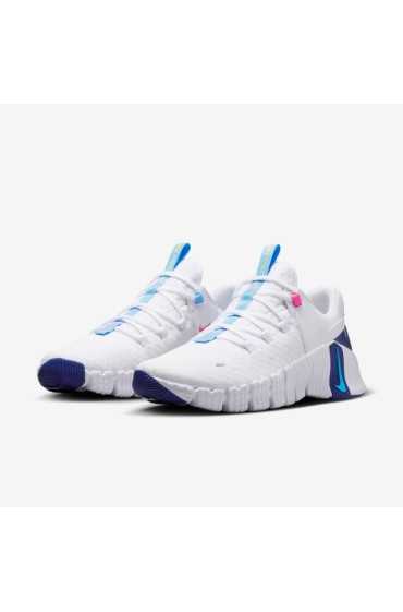 کتونی مخصوص باشگاه مدل Nike Free Metcon 5 رنگ سفید/صورتی تند/آبی رویال عمیق/آبی دلو مردانه نایک