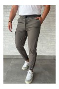  شلوار پارچه ای Velcro Slim Fit شلوار Jogger مردانه کرم تیره ال سی وایکیکی 