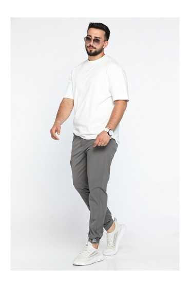  شلوار پارچه ای Velcro Slim Fit شلوار Jogger مردانه کرم تیره ال سی وایکیکی 